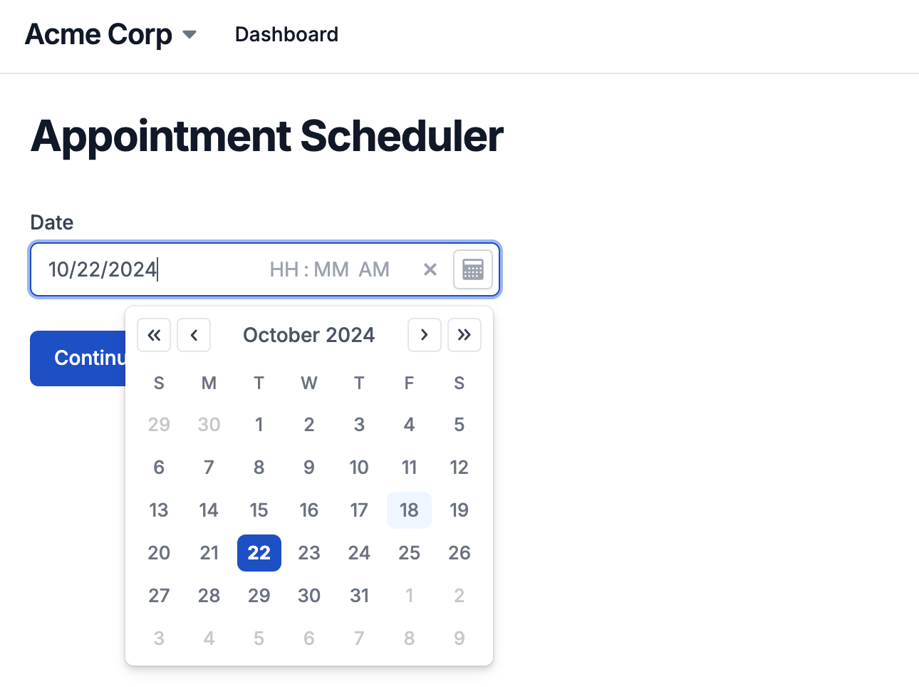 example of Forge app with datetime component